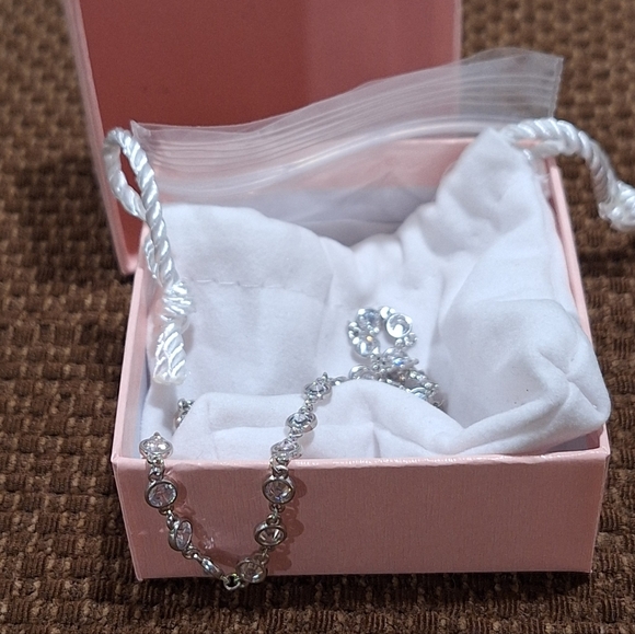 Diamonique By-The-Yard 100-Facet Necklace ✨ Platinum-Clad 925 20" QVC W/box - Picture 2 of 15